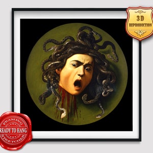 Caravaggio Medusa Giclee Print Texture Gel Reproduction Painting Large Size Canvas Paper Wall Art Poster Ready to Hang Framed Print