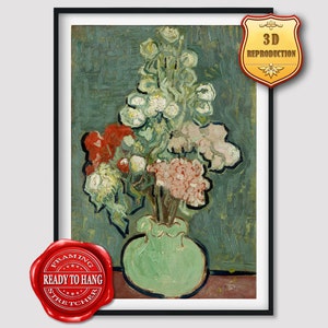 Vincent van Gogh Vase of Flowers Giclee Print Reproduction Painting Large Size Canvas Paper Wall Art Poster Ready to Hang Framed Print
