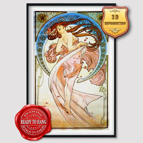 Alphonse Mucha The Arts Dance Giclee Print Reproduction Painting Large Size Canvas Paper Wall Art Poster Ready to Hang Framed Print