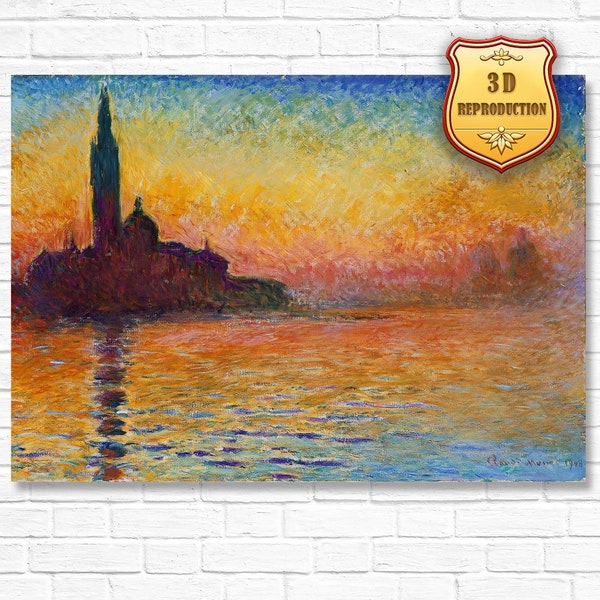 Claude Monet San Giorgio Maggiore at Dusk Giclee Print Reproduction Painting Large Size Canvas Paper Wall Art Poster Ready to Hang Frame