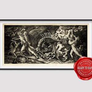 Agostino Veneziano The Witches Route Giclee Print Reproduction Painting Large Size Canvas Paper Wall Art Poster Ready to Hang Framed Print