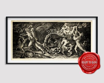 Agostino Veneziano The Witches Route Giclee Print Reproduction Painting Large Size Canvas Paper Wall Art Poster Ready to Hang Framed Print