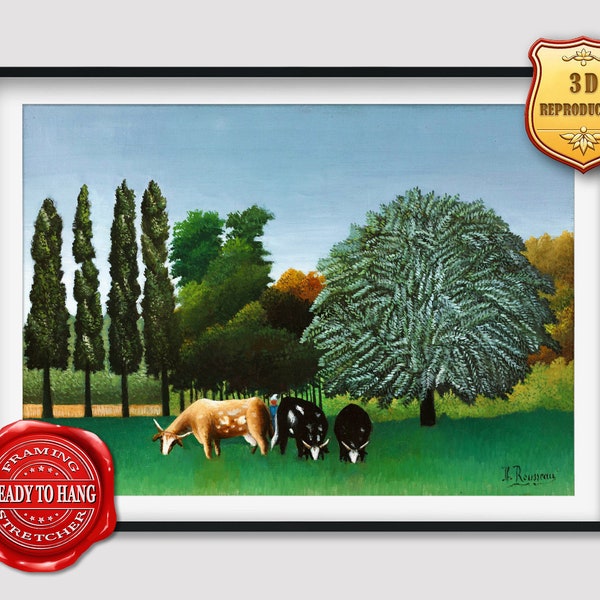 Henri Rousseau The Banks of the Oise Giclee Print Reproduction Painting Large Size Canvas Paper Wall Art Poster Ready to Hang Framed Print