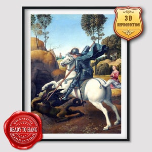 Raphael St George and the Dragon Giclee Print Reproduction Painting Large Size Canvas Paper Wall Art Poster Ready to Hang Framed Print