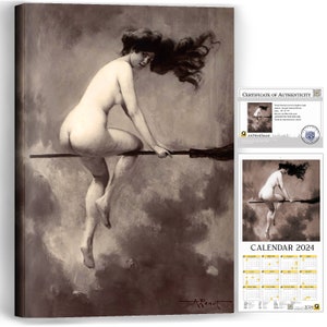 Albert Joseph Pénot Départ pour le Sabbat 57 x 37 x 3 cm, calendario 2024, 38 x 20 cm, riproduzione di stampa giclée pronta per essere appesa, dipinto su tela grande
