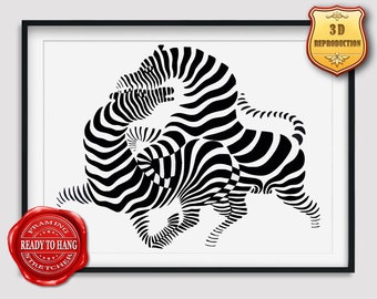 VICTOR VASARELY - Zebras - signed, numbered edition 15/500, 35 x