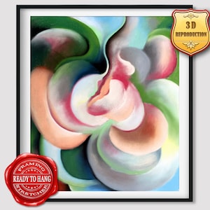 Georgia O'Keeffe Pink and Green Giclee Print Reproduction Painting Large Size Canvas Paper Wall Art Poster Ready to Hang Framed Print