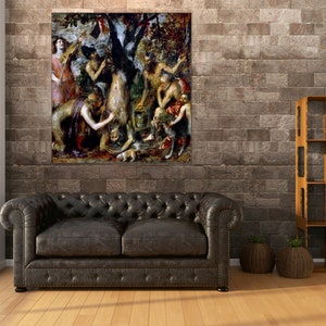 Titian Flaying of Marsyas Giclee Print Texture Gel Reproduction Painting Large Size Canvas Paper Wall Art Poster Ready to Hang Framed Print image 3