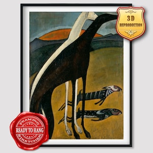Amadeo de Souza Cardoso Greyhounds Giclee Print Reproduction Painting Large Size Canvas Paper Wall Art Poster Ready to Hang Framed Print