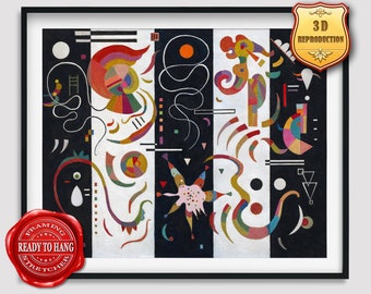 Wassily Kandinsky Striped Giclee Print Texture Gel Reproduction Painting Large Size Canvas Paper Wall Art Poster Ready to Hang Framed Print