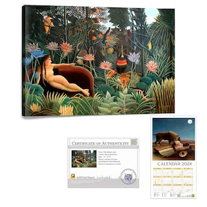 Henri Rousseau The Dream 77x51x3 cm Calendario 2024 38x20 cm Stampa giclée Texture Gel Riproduzione Pittura Tela Pronta per essere appesa Stampa incorniciata