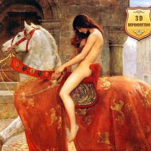 John Collier Lady Godiva Giclee Print Texture Gel Reproduction Painting Large Size Canvas Paper Wall Art Poster Ready to Hang Framed Print