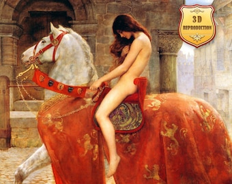 John Collier Lady Godiva Giclee Print Texture Gel Reproduction Painting Large Size Canvas Paper Wall Art Poster Ready to Hang Framed Print