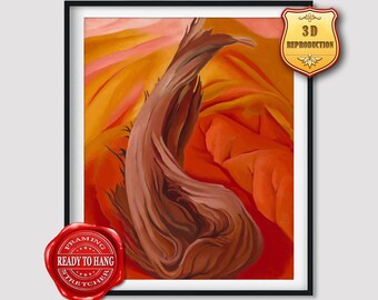 Georgia O'Keeffe Stump in Red Hills Giclee Print Reproduction Painting Large Size Canvas Paper Wall Art Poster Ready to Hang Framed Print