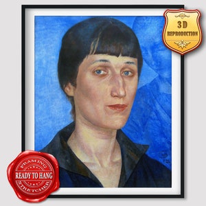Kuzma Petrov-Vodkin Portrait of Anna Akhmatova Giclee Print Reproduction Painting Large Size Canvas Paper Wall Art Poster Ready to Hang