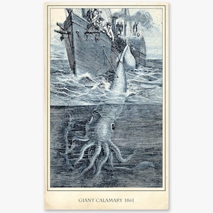 Henry Lee Sea Monsters Giant Calamary Kraken Squid Giclee Print Reproduction Painting Large Size Canvas Paper Wall Art Poster Ready to Hang