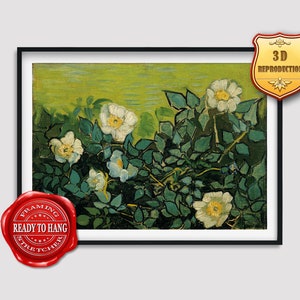 Vincent van Gogh Wild Roses Giclee Print Reproduction Painting Large Size Canvas Paper Wall Art Poster Ready to Hang Framed Print