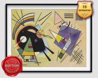 Wassily Kandinsky Black and Violet Giclee Print Reproduction Painting Large Size Canvas Paper Wall Art Poster Ready to Hang Framed Print