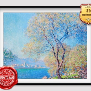 Claude Monet Antibes Seen from La Salis Giclee Print Reproduction Painting Large Size Canvas Paper Wall Art Poster Ready to Hang Frame