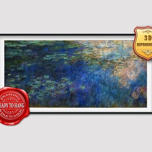 Claude Monet Reflections of Clouds on the Water-Lily Pond Giclee Print Reproduction Painting Large Size Canvas Paper Wall Art Framed Poster