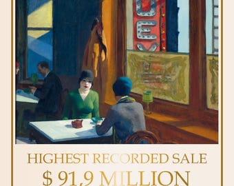 Edward Hopper Chop Suey Fine Art Print Museum Quality Reproduction Auction Record