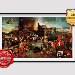 Hieronymus Bosch Temptation of Saint Anthony Giclee Print Reproduction Painting Large Size Canvas Paper Wall Art Framed Poster Ready to Hang