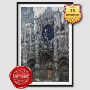 Claude Monet The Cathedral in Rouen The Portal Grey Weather Giclee Print Reproduction Painting Large Size Canvas Paper Wall Art Poster