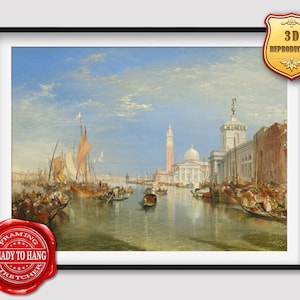 William Turner Venice The Dogana and San Giorgio Maggiore Giclee Print Reproduction Painting Large Size Canvas Paper Wall Art Framed Poster