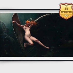 Luis Ricardo Falero Fairy Under Starry Skies Giclee Print Reproduction Painting Large Size Canvas Paper Wall Art Poster Ready to Hang Frame