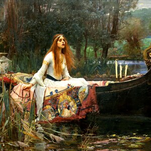John William Waterhouse The Lady of Shalott Giclee Print Reproduction Painting Large Size Canvas Paper Wall Art Poster Ready to Hang Frame