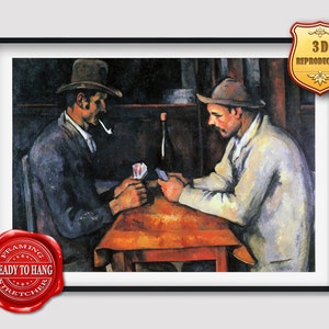 Paul Cézanne The Card Players Giclee Print Reproduction Painting Large Size Canvas Paper Wall Art Poster Ready to Hang Framed Print
