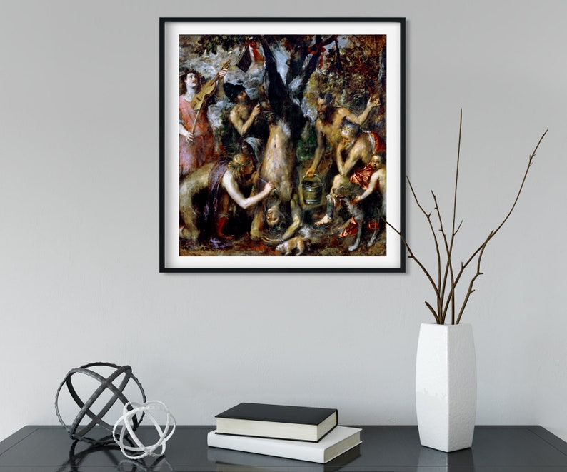 Titian Flaying of Marsyas Giclee Print Texture Gel Reproduction Painting Large Size Canvas Paper Wall Art Poster Ready to Hang Framed Print image 2