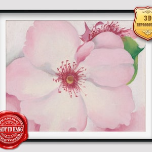 Georgia O'Keeffe Rose Giclee Print Texture Gel Reproduction Painting Large Size Canvas Paper Wall Art Poster Ready to Hang Framed Print