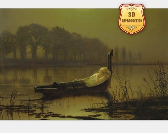 John Atkinson Grimshaw The Lady of Shalott Giclee Print Reproduction Painting Large Size Canvas Paper Wall Art Poster Ready to Hang Frame