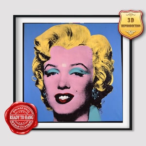 Andy Warhol Shot Marilyns Blue Giclee Print Texture Gel Reproduction Painting Large Size Canvas Paper Wall Art Poster Ready to Hang Framed