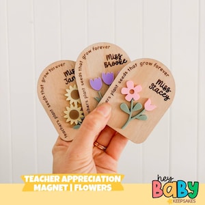 Fiori regalo per insegnanti / Personalizzati / Regalo per educatori / Magnete / Nome personalizzato / Regalo premuroso / Scuola / Regalo per studenti / Regalo per alunni / Grazie immagine 1