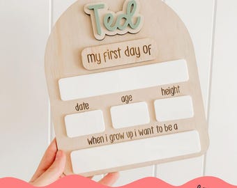 Back to School Board - NEUTRAL | Personalised My First Day Board | Back to School Sign | First/Last Day Board | Dry Erase | Whiteboard