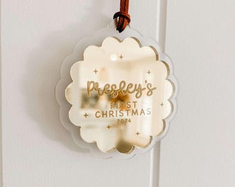 Primo addobbo natalizio / Pallina di Natale / Natale / Regalo / Addobbo per albero / Primo Natale / Moderno / Oro a specchio / Neutro / Boho / Personalizzato