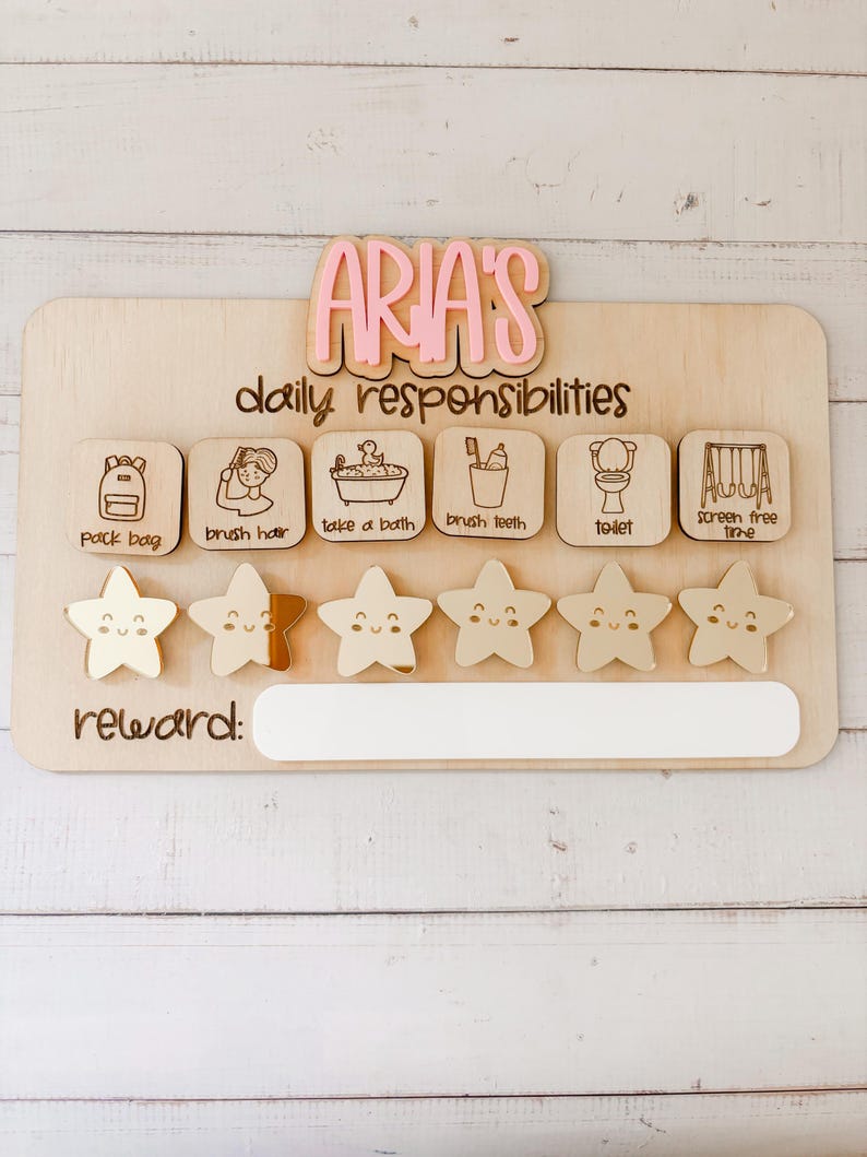 Reward Chart Lettering Personalised Chore Chart | Daily Tasks | Jobs for Kids | Rewards ...