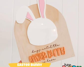 Conto alla rovescia del coniglietto pasquale / Decorazioni del coniglietto pasquale / Dorme fino a Pasqua / Avvento / Magnetico / Cartello pasquale / Interattivo per bambini / Moderno / Lavagna bianca