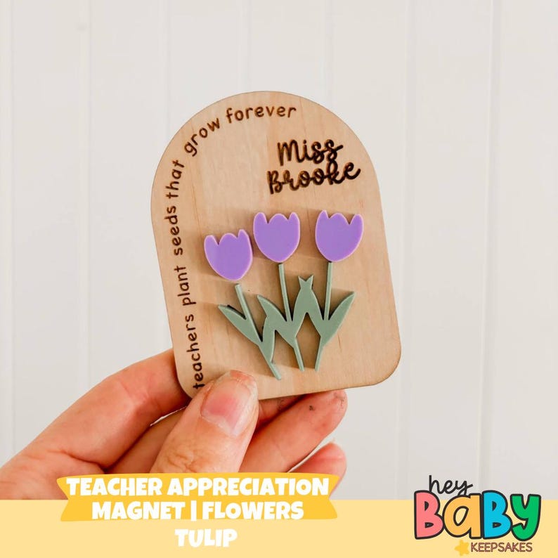 Fiori regalo per insegnanti / Personalizzati / Regalo per educatori / Magnete / Nome personalizzato / Regalo premuroso / Scuola / Regalo per studenti / Regalo per alunni / Grazie immagine 2
