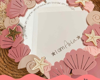 Personalised Affirmation Mirror | Mirror for Girls | Custom Name | Seashell  Decor | Mermaid Room Mirror | Positive Quotes for Kids