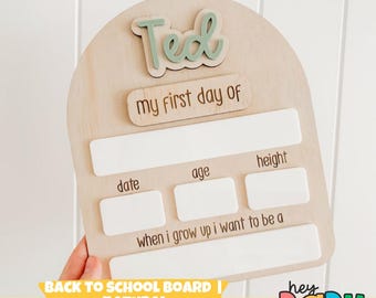 Lavagna per il ritorno a scuola - NEUTRA / Lavagna personalizzata per il mio primo giorno / Cartello per il ritorno a scuola / Lavagna per il primo/ultimo giorno / Lavagna cancellabile a secco / Lavagna bianca