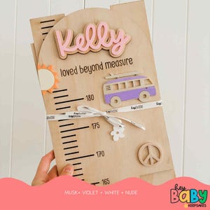 Gepersonaliseerde groeimeter - GROOVY DAYS | Lengtetabel meisjes | Kweekschema | Kinderkamerdecoratie | Maatregel | Liniaal babylengte | Peuter: