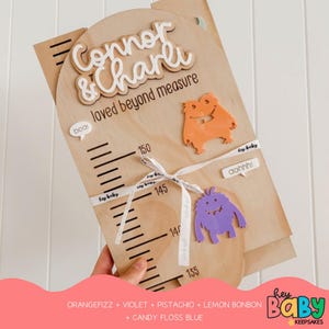 Personalised Growth Chart - MONSTERS | Boys Room | Boo! | Modern Boys Decor | Acrylic Growth Chart | Wooden Ruler | Measure | Baby Height