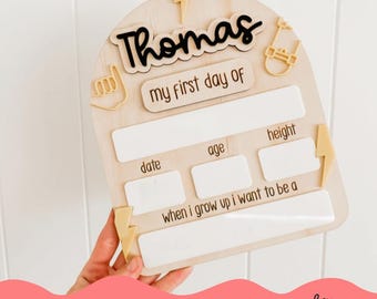 Back to School Board - RETRO SKATER | Personalised My First Day Board | Back to School Sign | 90s Design | Skateboards | Shaka | Boys