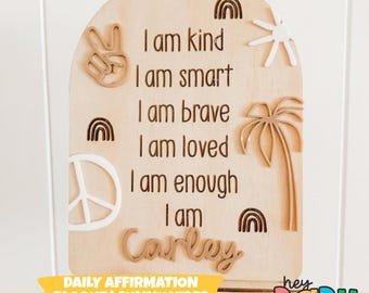 Personalised Daily Affirmation Plaque - SUNNY VIBES | Surfing | Beach Decor | Children's Room | | Beach Theme | Neutral | Australia | Affirm