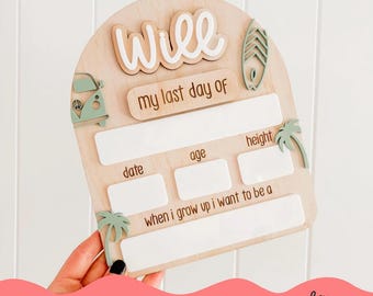 Back to School Board - SUMMER | Personalised My First Day Board | Back to School Sign | Surfing Theme | Dry Erase Board | Australia