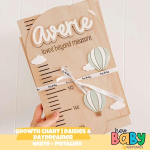 Tabla de crecimiento personalizada - DAYDREAMER / Personalizada / Neutra / Decoración infantil / Tabla de crecimiento / Decoración neutra / Globos / Australia