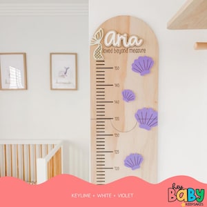 Personalisierte Wachstumstabelle - UNTER DEM MEER | Messlatte für Kinder | Wachstums-Chart aus Holz | Neutral | Messlatte für Kinder | Maßtabelle für's Kinderzimmer